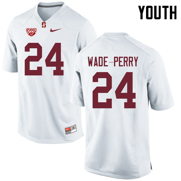 Youth #24 Dalyn Wade-Perry Stanford Cardinal College Football Jerseys Sale-White - Click Image to Close